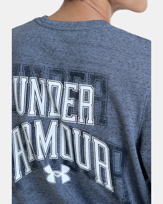 Men's UA Rival Terry Graphic Crew in Gray image number 3